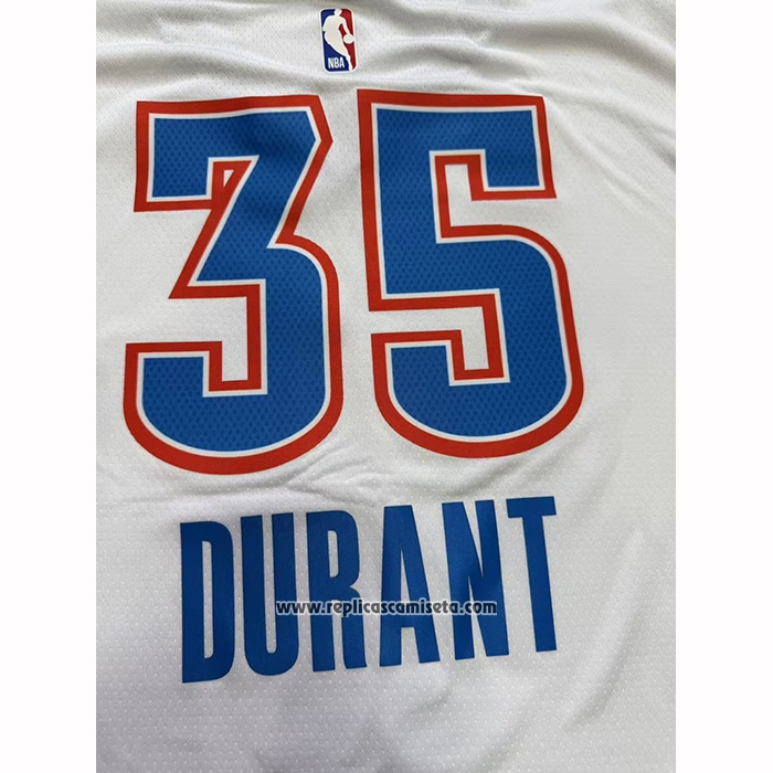 Camiseta Manga Corta Oklahoma City Thunder Kevin Durant NO 35 Blanco